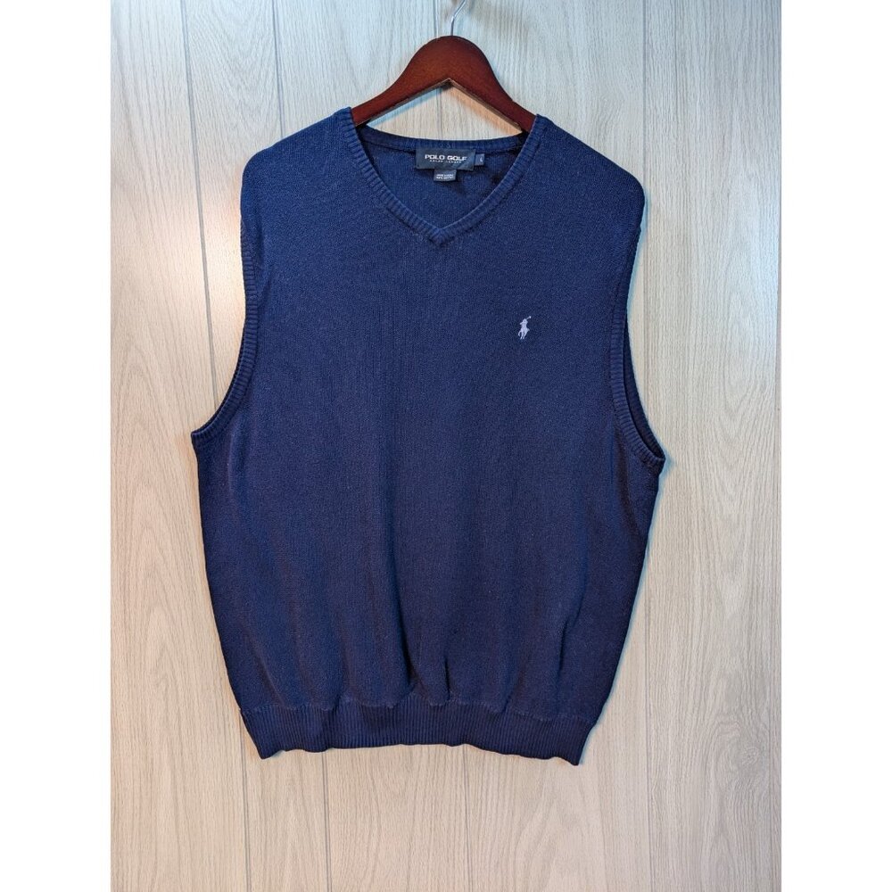 Polo Golf By Ralph Lauren Large Blue Sleeveless V-Neck Pullover Sweater Vest